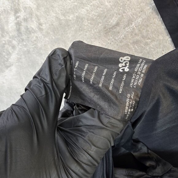 VTG Prada Dress Womens 44 Black Viscose Italian Designer Ruched Midi Made Italy - Picture 16 of 16